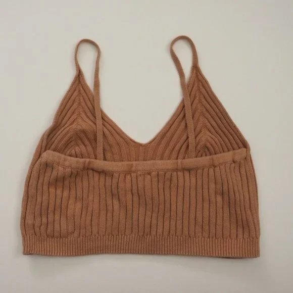 Free People Corset Detail Swit Spaghetti Strap Ribbed Knit Cami Crop Top sz M - Picture 6 of 6